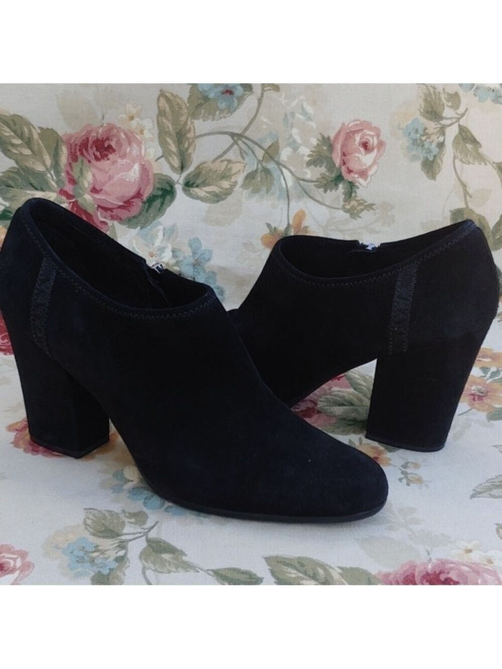PRADA Black Suede Block Heel Ankle Booties Women's Size US 9 EURO 40 - Picture 12 of 17